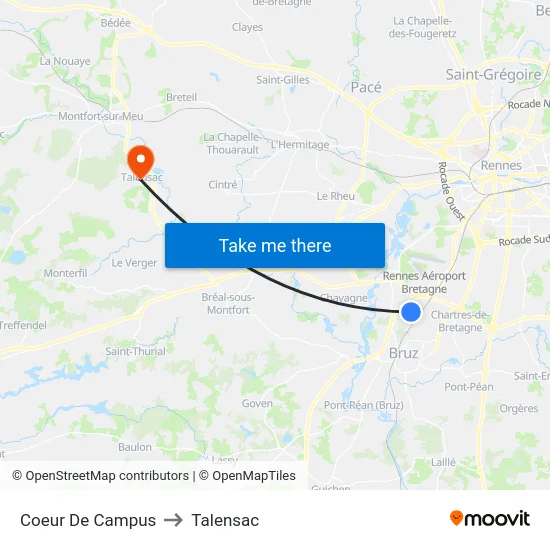 Coeur De Campus to Talensac map