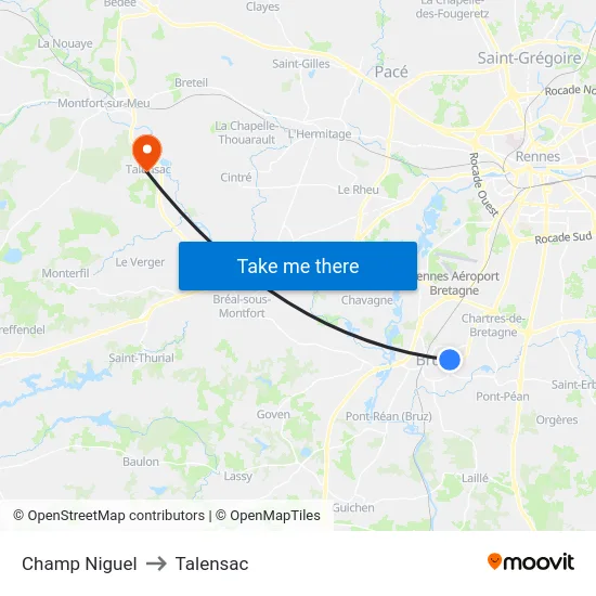 Champ Niguel to Talensac map
