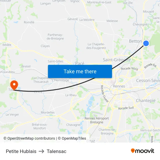 Petite Hublais to Talensac map