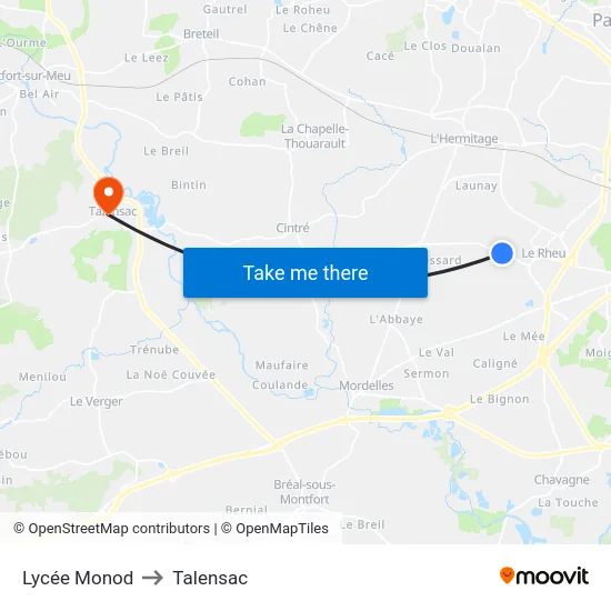Lycée Monod to Talensac map