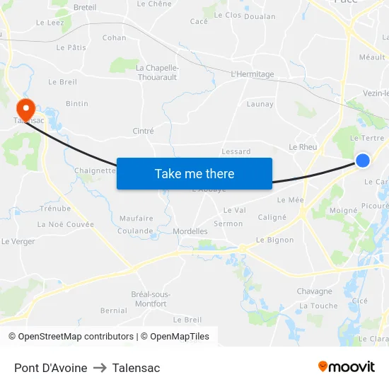 Pont D'Avoine to Talensac map