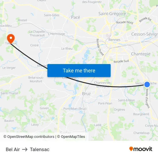 Bel Air to Talensac map