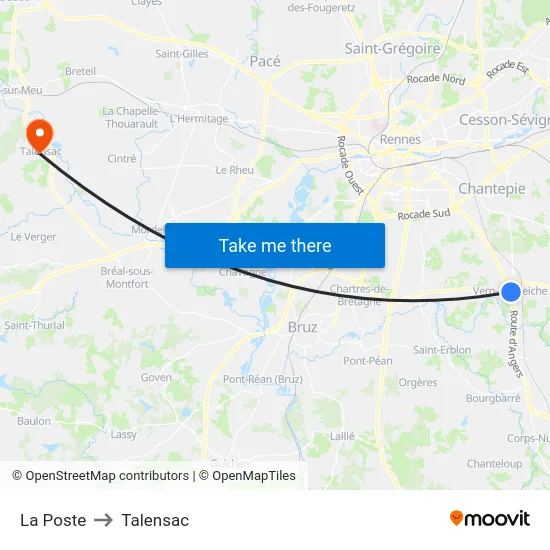 La Poste to Talensac map