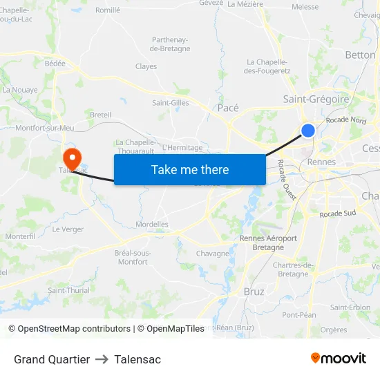Grand Quartier to Talensac map