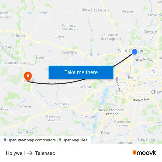 Holywell to Talensac map