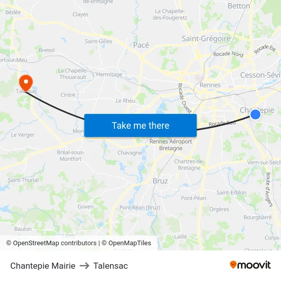 Chantepie Mairie to Talensac map