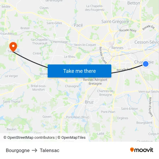 Bourgogne to Talensac map