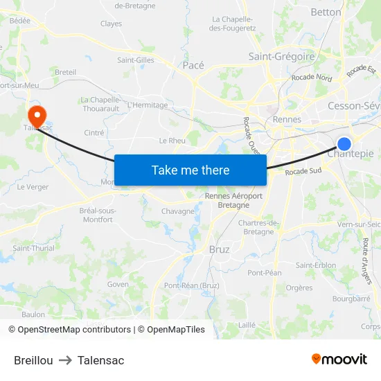 Breillou to Talensac map