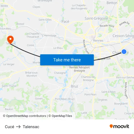 Cucé to Talensac map