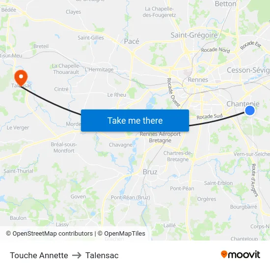 Touche Annette to Talensac map