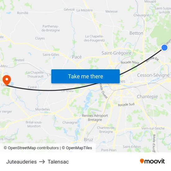 Juteauderies to Talensac map