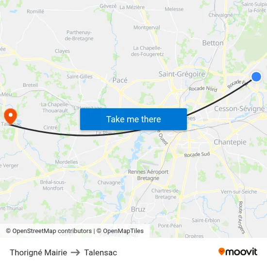 Thorigné Mairie to Talensac map