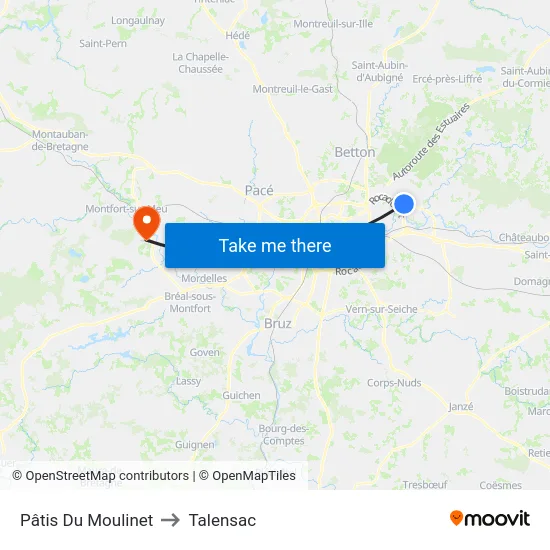 Pâtis Du Moulinet to Talensac map