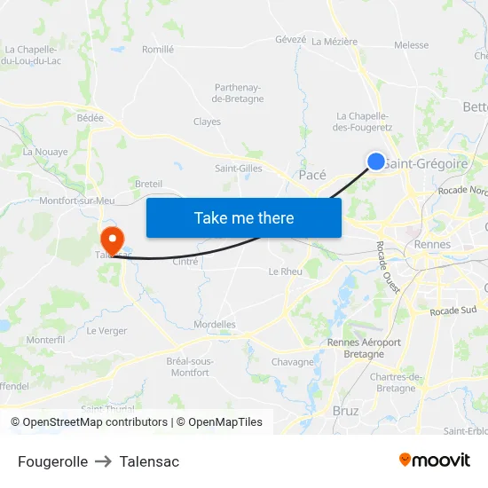 Fougerolle to Talensac map