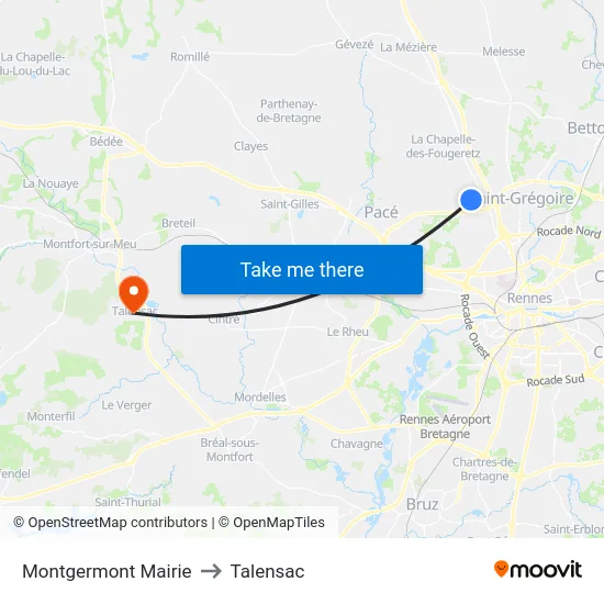Montgermont Mairie to Talensac map