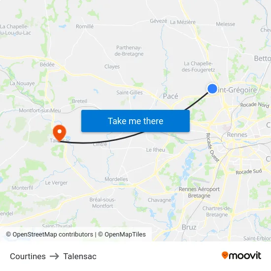 Courtines to Talensac map