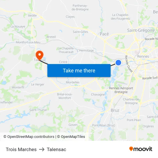 Trois Marches to Talensac map
