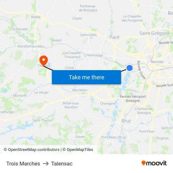 Trois Marches to Talensac map