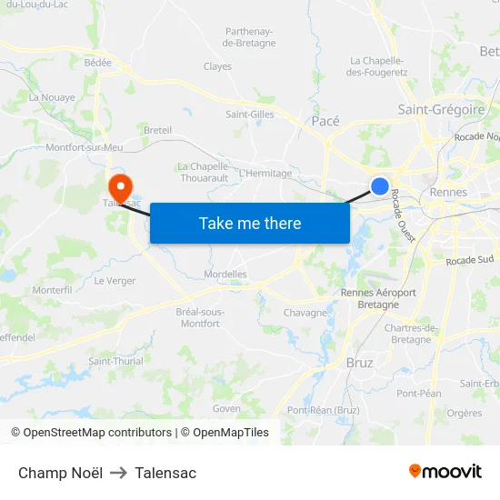 Champ Noël to Talensac map