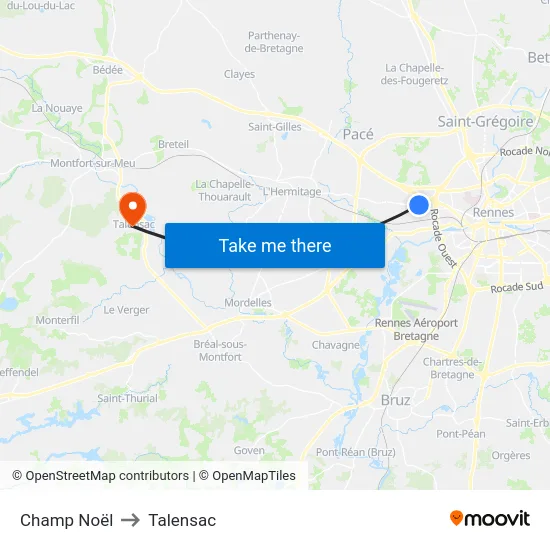 Champ Noël to Talensac map
