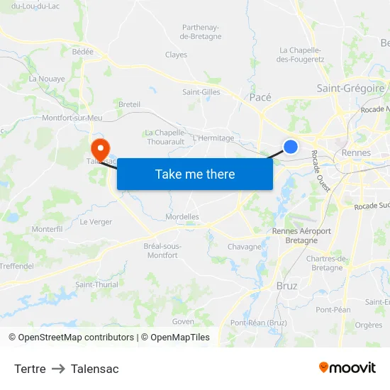 Tertre to Talensac map