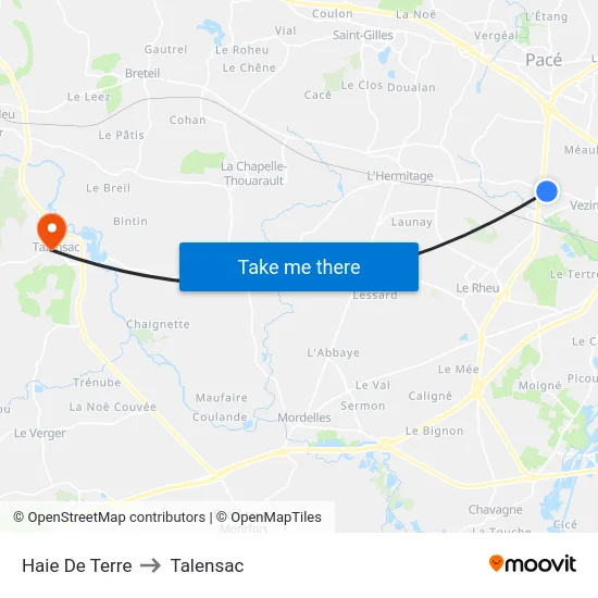 Haie De Terre to Talensac map