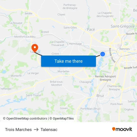 Trois Marches to Talensac map
