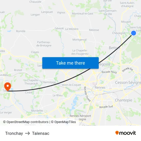 Tronchay to Talensac map