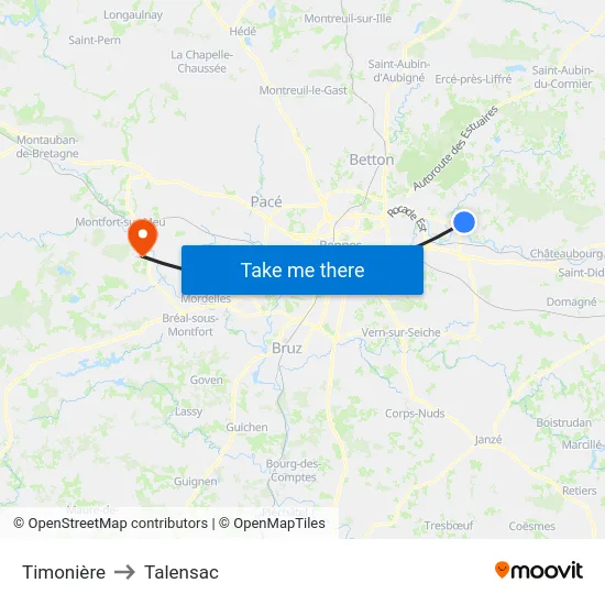 Timonière to Talensac map