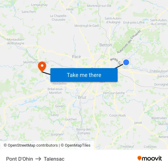 Pont D'Ohin to Talensac map