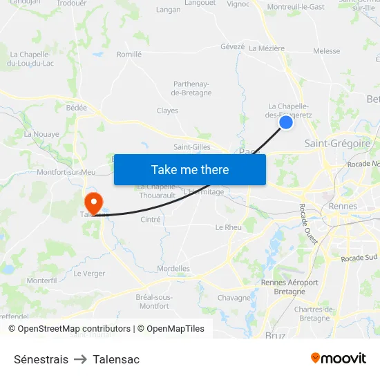 Sénestrais to Talensac map