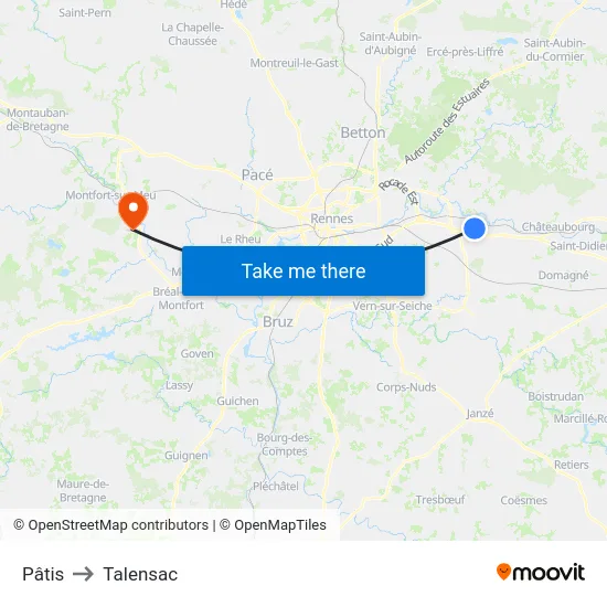 Pâtis to Talensac map