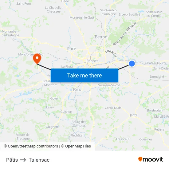 Pâtis to Talensac map