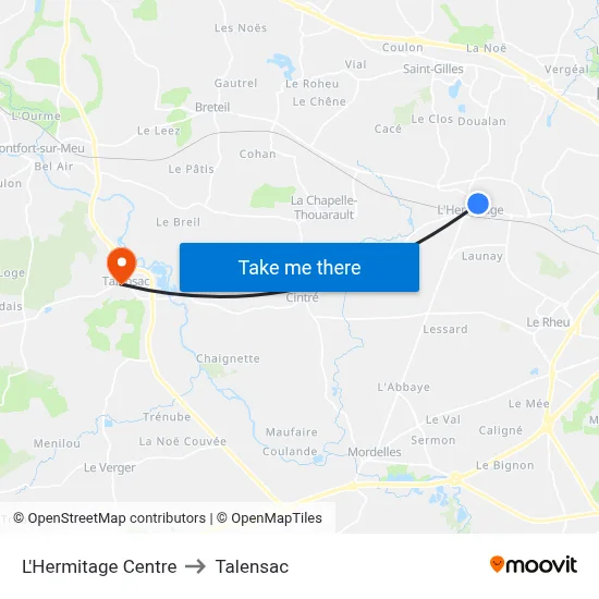 L'Hermitage Centre to Talensac map