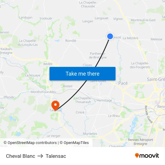 Cheval Blanc to Talensac map