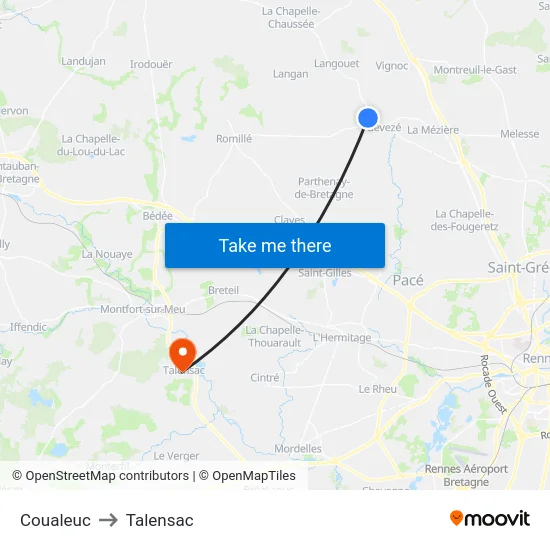 Coualeuc to Talensac map