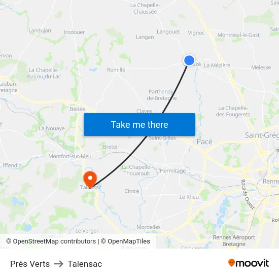 Prés Verts to Talensac map