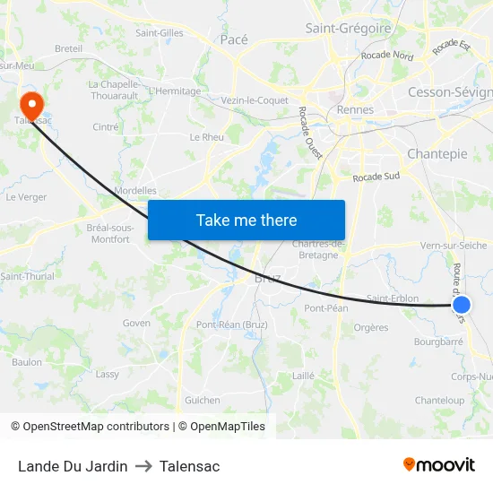 Lande Du Jardin to Talensac map