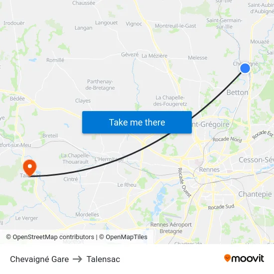 Chevaigné Gare to Talensac map