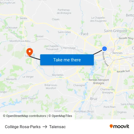 Collège Rosa-Parks to Talensac map