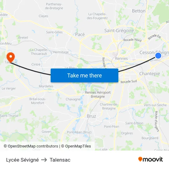 Lycée Sévigné to Talensac map