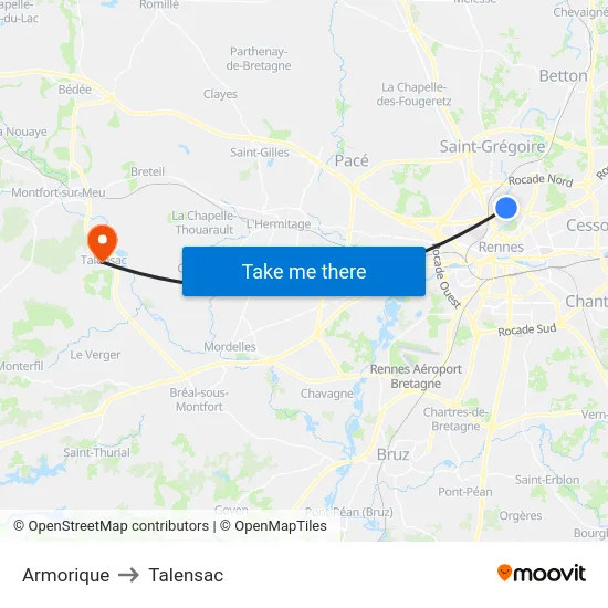 Armorique to Talensac map