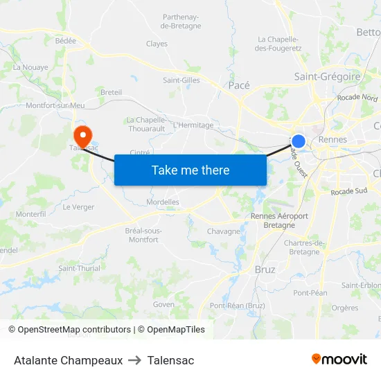 Atalante Champeaux to Talensac map