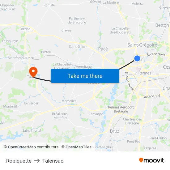 Robiquette to Talensac map