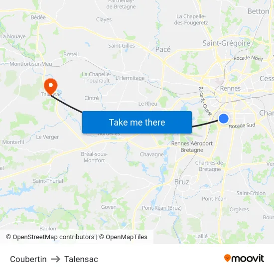 Coubertin to Talensac map
