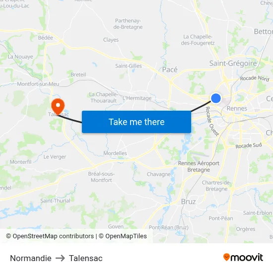 Normandie to Talensac map