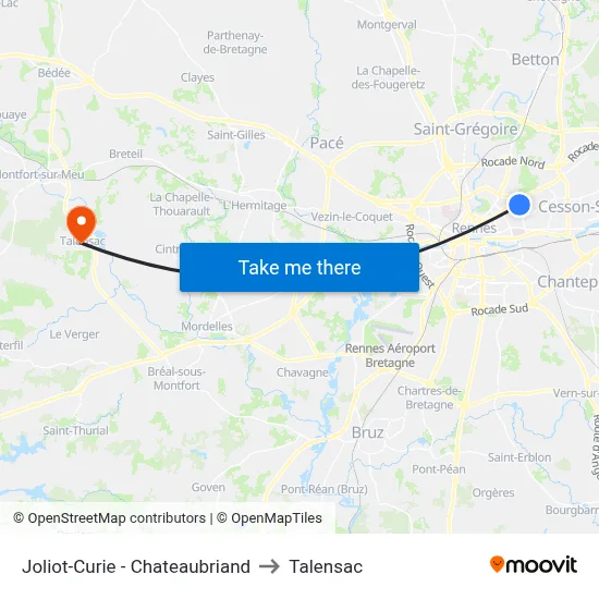 Joliot-Curie - Chateaubriand to Talensac map