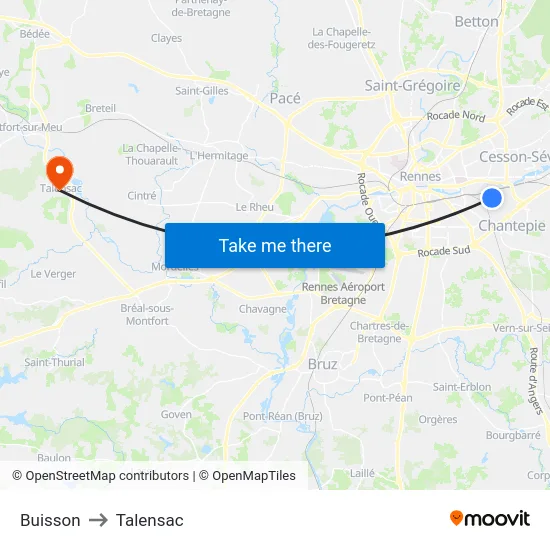 Buisson to Talensac map