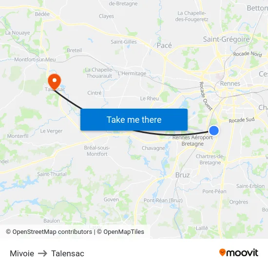 Mivoie to Talensac map