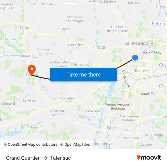 Grand Quartier to Talensac map